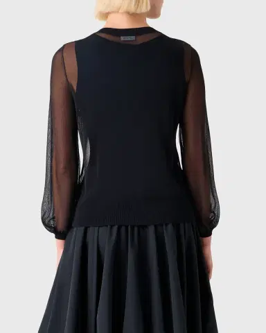 Akris punto Sheer Knit Crewneck Cardigan | Thumbnail 6