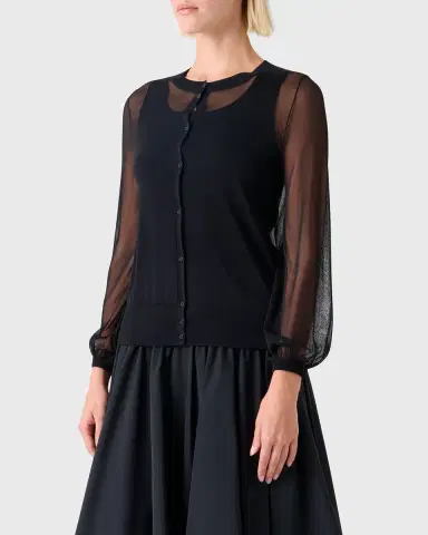 Akris punto Sheer Knit Crewneck Cardigan | Thumbnail 7