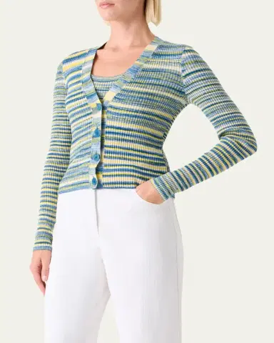Akris punto Space Dye Rib Knit V-Neck Cardigan | Thumbnail 4