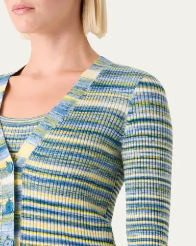 Akris punto Space Dye Rib Knit V-Neck Cardigan | Thumbnail 5