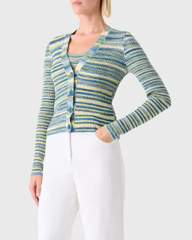 Akris punto Space Dye Rib Knit V-Neck Cardigan | Thumbnail 8