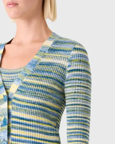 Akris punto Space Dye Rib Knit V-Neck Cardigan | Thumbnail 9