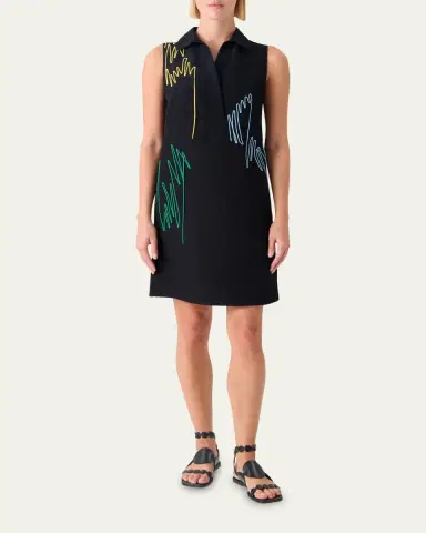 Akris punto Scribble Embroidered Sleeveless Polo Dress | Thumbnail 2