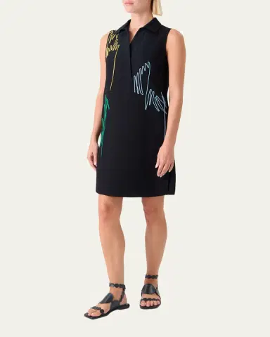 Akris punto Scribble Embroidered Sleeveless Polo Dress | Thumbnail 4