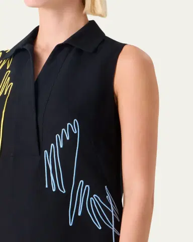 Akris punto Scribble Embroidered Sleeveless Polo Dress | Thumbnail 5