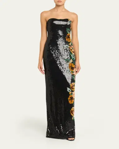 Atelier Prabal Gurung Shalom Strapless Floral Sequined Gown | Thumbnail 2 Atelier Prabal Gurung Shalom Strapless Floral Sequined Gown | Thumbnail 2