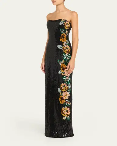 Atelier Prabal Gurung Shalom Strapless Floral Sequined Gown | Thumbnail 4 Atelier Prabal Gurung Shalom Strapless Floral Sequined Gown | Thumbnail 4
