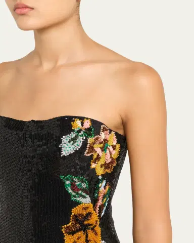 Atelier Prabal Gurung Shalom Strapless Floral Sequined Gown | Thumbnail 5 Atelier Prabal Gurung Shalom Strapless Floral Sequined Gown | Thumbnail 5