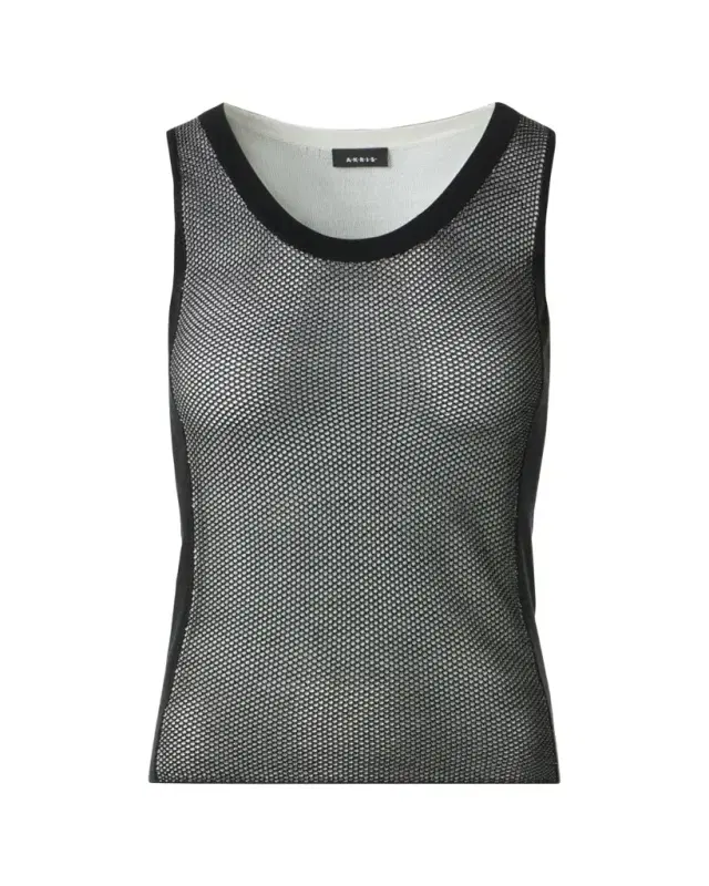 Two-Tone Grid Knit Tank Top