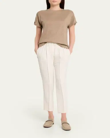 Brunello Cucinelli Cashmere Silk Lurex Short-Sleeve T-Shirt | Thumbnail 2