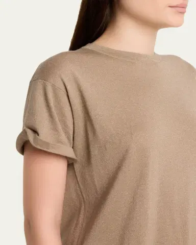 Brunello Cucinelli Cashmere Silk Lurex Short-Sleeve T-Shirt | Thumbnail 5