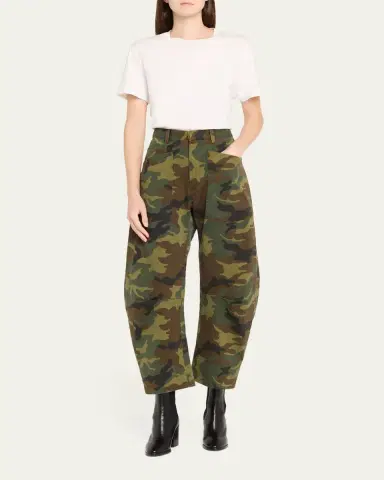 Nili Lotan Shon Camo-Print Barrel-Leg Ankle Pants | Thumbnail 2 Nili Lotan Shon Camo-Print Barrel-Leg Ankle Pants | Thumbnail 2