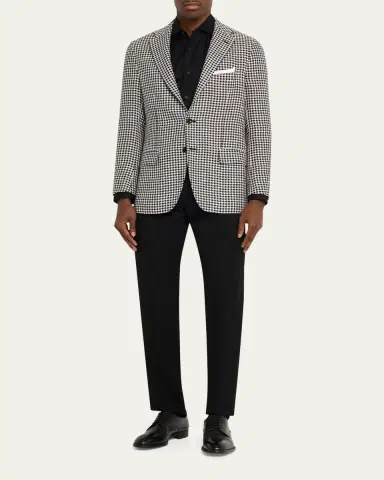 Kiton Men's Check Cashmere-Linen Sport Coat | Thumbnail 2