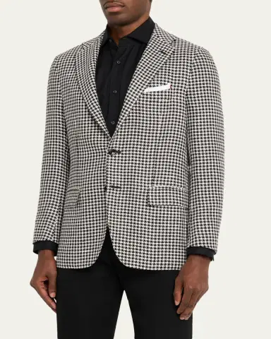 Kiton Men's Check Cashmere-Linen Sport Coat | Thumbnail 4