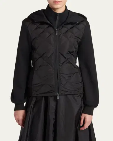 Moncler Cotton Fleece Padded Zip-Up Hoodie | Thumbnail 4