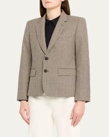 Nili Lotan Ysee Houndstooth Wool Single-Breasted Blazer Jacket | Thumbnail 4 Nili Lotan Ysee Houndstooth Wool Single-Breasted Blazer Jacket | Thumbnail 4