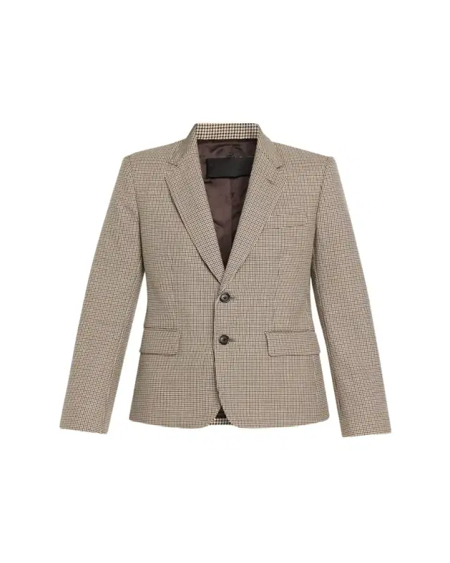 Ysee Houndstooth Wool Single-Breasted Blazer Jacket
