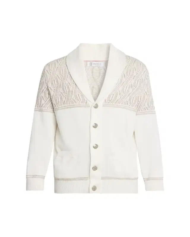 Men's Cotton Cable Knit Shawl Cardigan