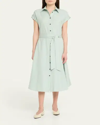 Kiton Silk Stretch Belted Midi Shirtdress | Thumbnail 2 Kiton Silk Stretch Belted Midi Shirtdress | Thumbnail 2