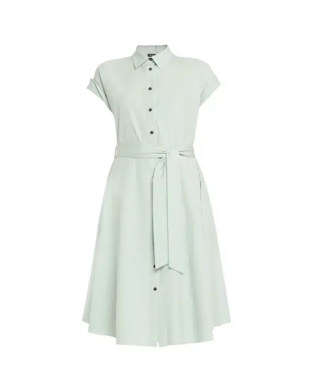 Silk Stretch Belted Midi Shirtdress