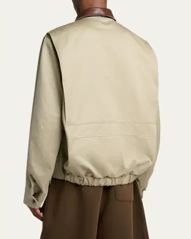 sacai Men's Canvas and Leather Shirt Jacket | Thumbnail 3 sacai Men's Canvas and Leather Shirt Jacket | Thumbnail 3