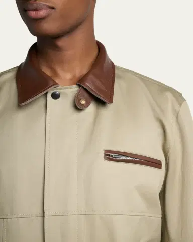 sacai Men's Canvas and Leather Shirt Jacket | Thumbnail 5 sacai Men's Canvas and Leather Shirt Jacket | Thumbnail 5