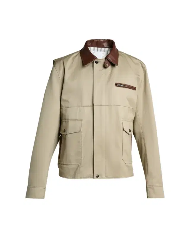 Men's Canvas and Leather Shirt Jacket