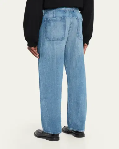 The Seven Continents Men's Barrel-Leg Cotton Denim Pants | Thumbnail 3 The Seven Continents Men's Barrel-Leg Cotton Denim Pants | Thumbnail 3