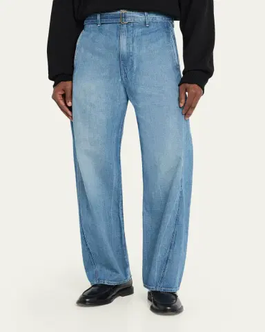 The Seven Continents Men's Barrel-Leg Cotton Denim Pants | Thumbnail 4 The Seven Continents Men's Barrel-Leg Cotton Denim Pants | Thumbnail 4