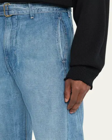 The Seven Continents Men's Barrel-Leg Cotton Denim Pants | Thumbnail 5 The Seven Continents Men's Barrel-Leg Cotton Denim Pants | Thumbnail 5