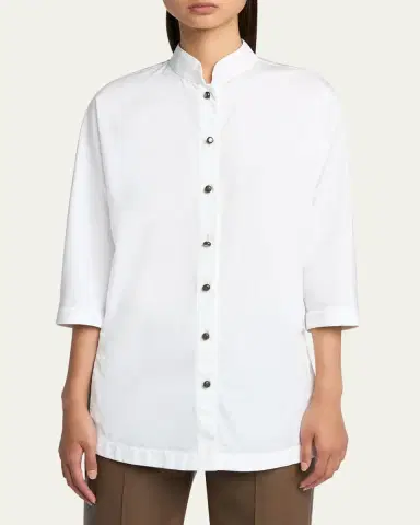 Giorgio Armani Cotton Poplin Button-Down Shirt | Thumbnail 4 Giorgio Armani Cotton Poplin Button-Down Shirt | Thumbnail 4