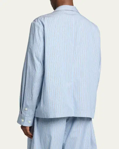 SACAI Men's Pinstripe Cotton Shirt-Style Blazer | Thumbnail 3