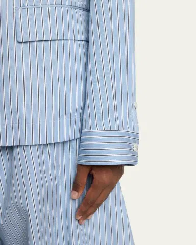 SACAI Men's Pinstripe Cotton Shirt-Style Blazer | Thumbnail 5