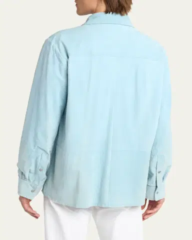 Kiton Men's Suede Snap-Front Shirt | Thumbnail 3 Kiton Men's Suede Snap-Front Shirt | Thumbnail 3