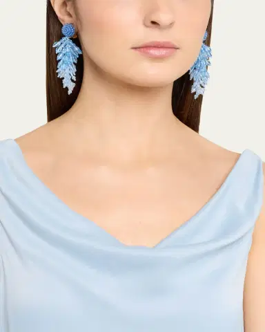 Oscar de la Renta Beaded Cascade Tassel Clip-On Earrings | Thumbnail 2 Oscar de la Renta Beaded Cascade Tassel Clip-On Earrings | Thumbnail 2