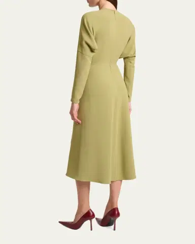 Victoria Beckham Dolman Long-Sleeve Cady Midi Dress | Thumbnail 3