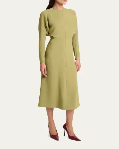 Victoria Beckham Dolman Long-Sleeve Cady Midi Dress | Thumbnail 4