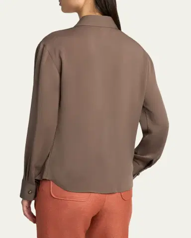 Giorgio Armani Pearly Buttoned Silk Georgette Shirt | Thumbnail 3 Giorgio Armani Pearly Buttoned Silk Georgette Shirt | Thumbnail 3