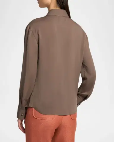 Giorgio Armani Pearly Buttoned Silk Georgette Shirt | Thumbnail 7 Giorgio Armani Pearly Buttoned Silk Georgette Shirt | Thumbnail 7