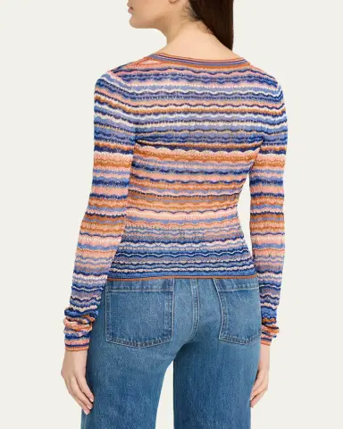 Ulla Johnson Lunaire Stripe Pointelle Knit Top | Thumbnail 3