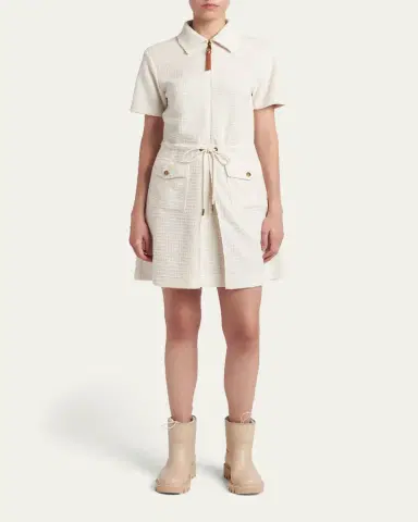 Moncler Bouclé Short-Sleeve Mini Dress | Thumbnail 2