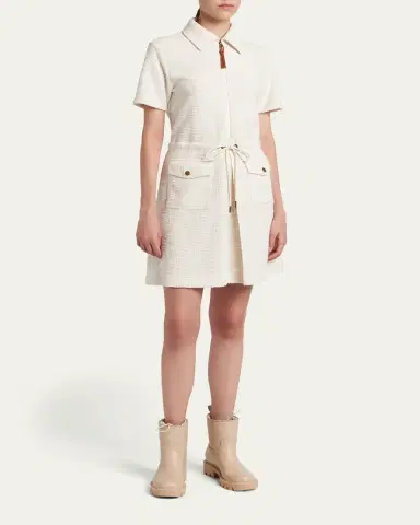 Moncler Bouclé Short-Sleeve Mini Dress | Thumbnail 4