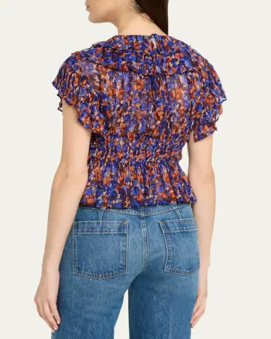 Ulla Johnson Athene Printed Silk Chiffon Top | Thumbnail 3 Ulla Johnson Athene Printed Silk Chiffon Top | Thumbnail 3