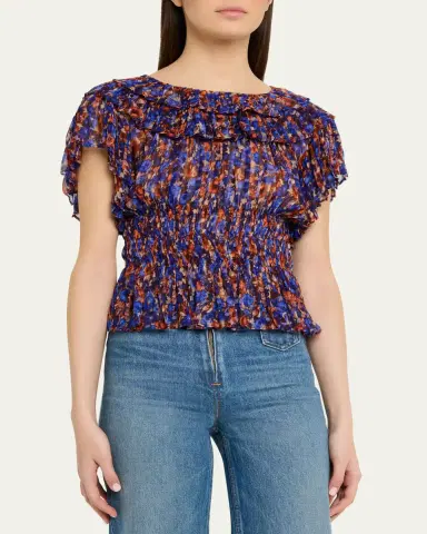 Ulla Johnson Athene Printed Silk Chiffon Top | Thumbnail 4 Ulla Johnson Athene Printed Silk Chiffon Top | Thumbnail 4