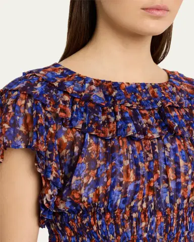 Ulla Johnson Athene Printed Silk Chiffon Top | Thumbnail 5 Ulla Johnson Athene Printed Silk Chiffon Top | Thumbnail 5