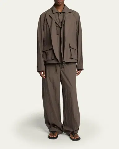 sacai Men's Cotton Layered Shirt Jacket | Thumbnail 2