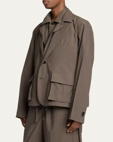 sacai Men's Cotton Layered Shirt Jacket | Thumbnail 4