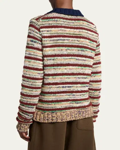 SACAI Men's Striped Knit Polo Sweater | Thumbnail 3