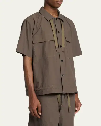 SACAI Men's Drawstring Short-Sleeve Utility Shirt | Thumbnail 4 SACAI Men's Drawstring Short-Sleeve Utility Shirt | Thumbnail 4