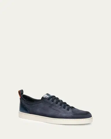 Santoni Men's Off Duty Burnished Suede Low-Top Sneakers | Thumbnail 2 Santoni Men's Off Duty Burnished Suede Low-Top Sneakers | Thumbnail 2